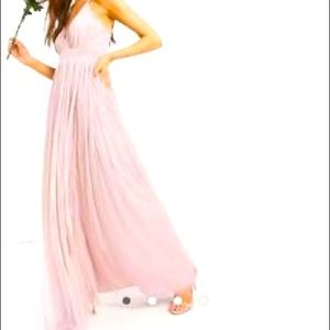 Ayana with Love Bridesmaid Tulle Plunge Front Maxi Dress